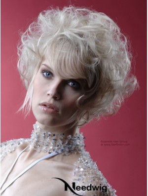 Monofilament Grey Short Curly 10 inch Platinum Blonde Perfect Fashion Wigs