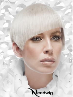 Lace Front Boycuts Short Straight 8 inch Platinum Blonde Cheapest Fashion Wigs