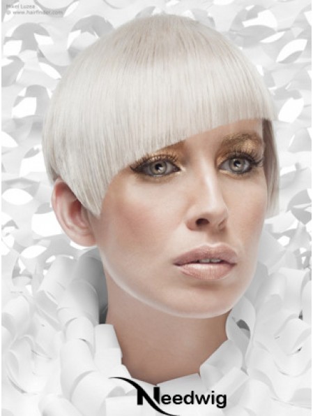 Lace Front Boycuts Short Straight 8 inch Platinum Blonde Cheapest Fashion Wigs