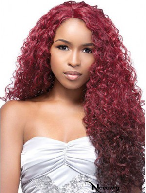 No-Fuss Ombre/2 Tone Long Curly Without Bangs 24 inch Human Lace Wigs