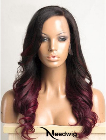 Long Ombre/2 Tone Wavy Without Bangs Ideal African American Wigs