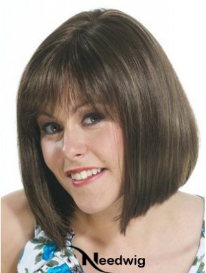 Brown Bob Wig With Capless Straight Style Chin Length