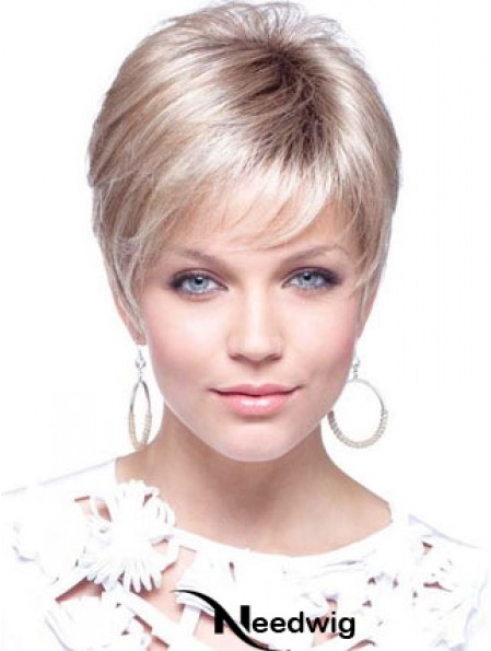 Blonde Cropped Straight Boycuts Capless Modern Ladies Wigs