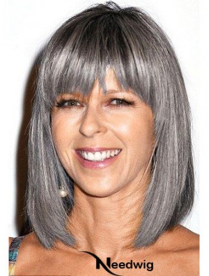 Straight Lace Front 12 inch Modern Shoulder Length Grey Wigs