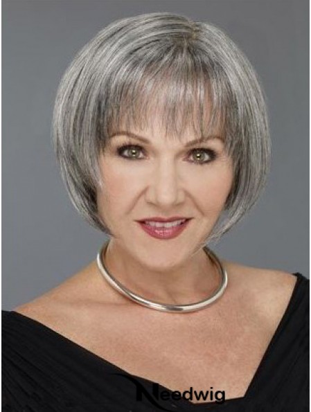 Straight Capless 8 inch Natural Short Grey Wigs