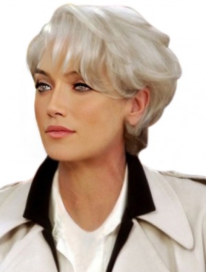 Wigs Cheap With Capless Wavy Style Grey Cut