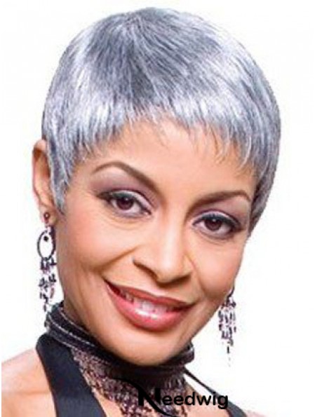 Straight Lace Front 8 inch Flexibility Short Grey Wigs