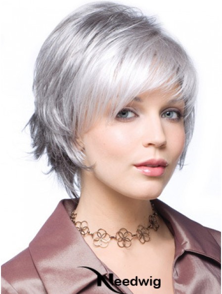 Straight Capless 8 inch Beautiful Short Grey Wigs