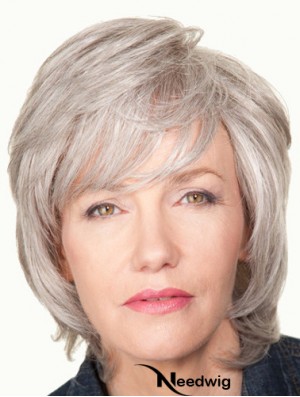 Wavy Lace Front 12 inch New Chin Length Grey Wigs