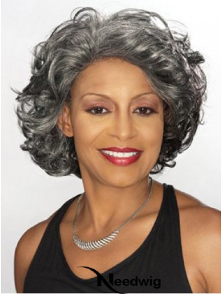 Wavy Capless 12 inch Popular Chin Length Grey Wigs