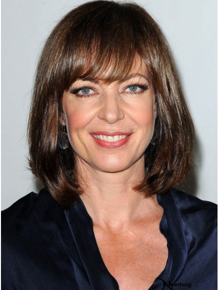 Shoulder Length Straight Lace Front Brown Style Bob Wigs