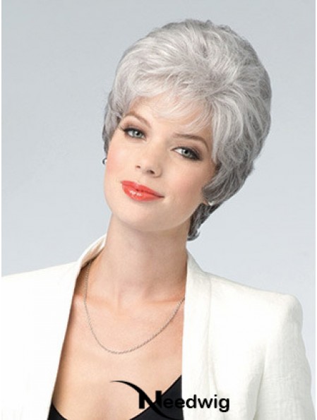 Lace Front Wig Grey Cut Wavy Style Short Length With Remy