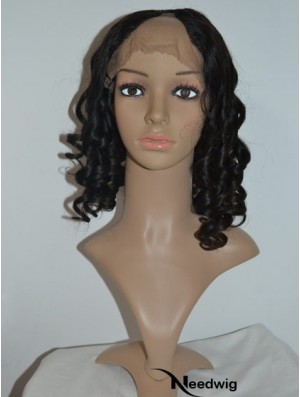 14 inch Lace Front Curly Black No-Fuss U Part Wigs