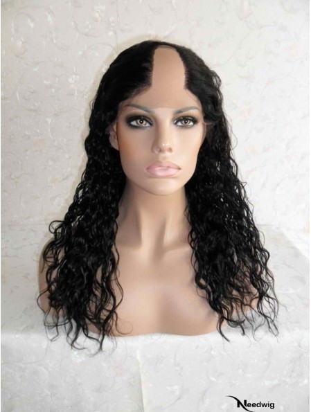 Designed Black Long Curly U Part Wigs