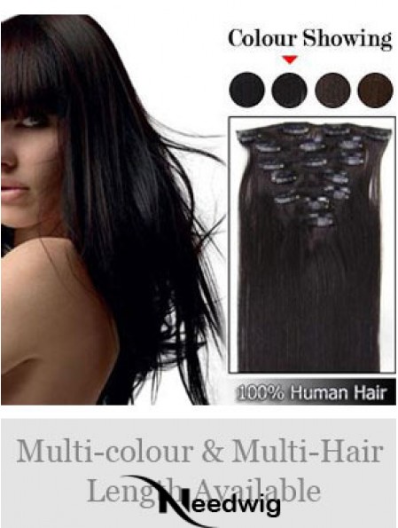 Cheap Brown Straight Remy Human Hair Clip In Hair Extensions