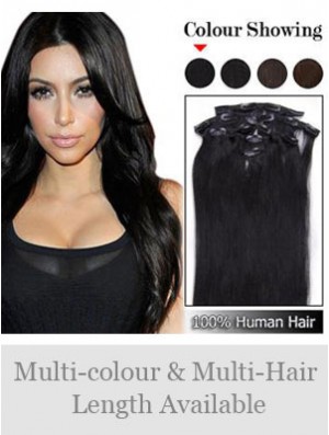 Sassy Black Straight Remy Human Hair Clip In Hair Extensions