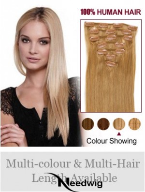 Top Blonde Straight Remy Human Hair Clip In Hair Extensions