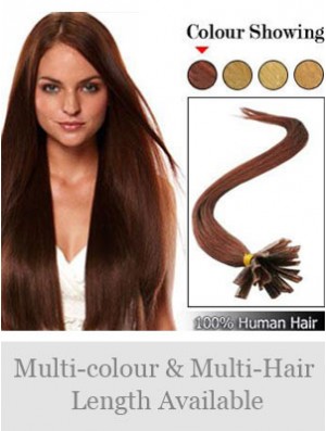 Auburn Straight Hairstyles Nail/U Tip Hair Extensions