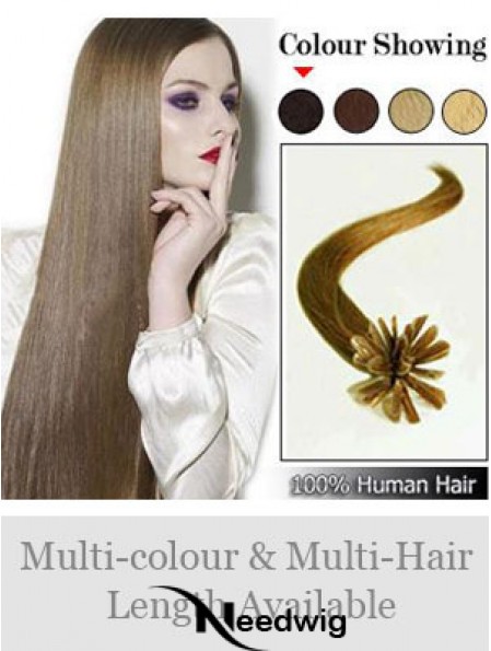 Brown Straight Modern Nail/U Tip Hair Extensions