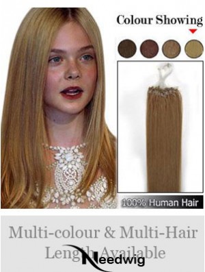 Modern Brown Straight Micro Loop Ring Hair Extensions