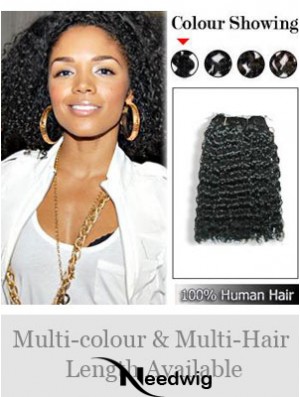 Curly Remy Human Hair Black Fashion Weft Extensions