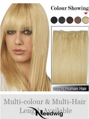 Straight Remy Human Hair Blonde Suitable Weft Extensions