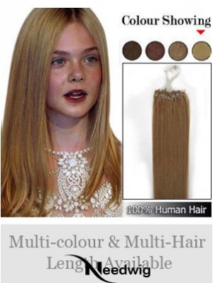 High Quality Brown Straight Micro Loop Ring Hair Extensions