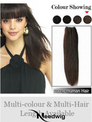 Straight Remy Human Hair Brown Durable Weft Extensions