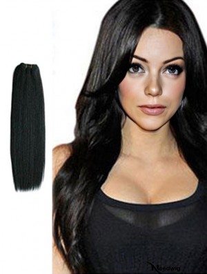 Straight Remy Human Hair Black Trendy Weft Extensions