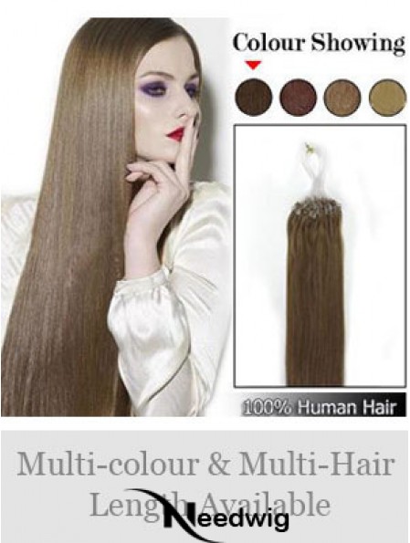 Fabulous Brown Straight Micro Loop Ring Hair Extensions