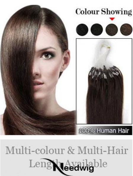 Designed Brown Straight Micro Loop Ring Hair Extensions