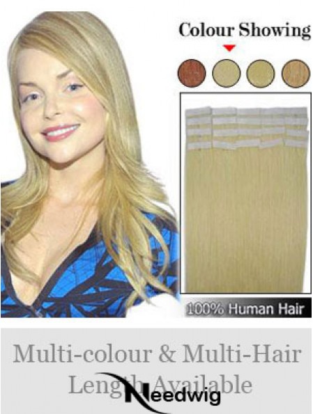 Blonde Straight Fashionable Remy Human Hair Tape In Hair Extensions