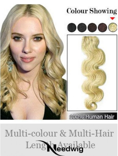 Wavy Remy Human Hair Blonde Fashionable Weft Extensions