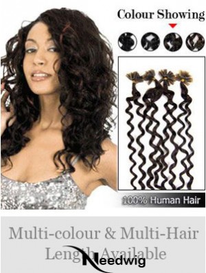 Black Curly Comfortable Nail/U Tip Hair Extensions