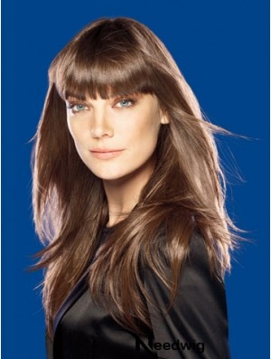 Modern Brown Straight Synthetic Clip In Hair Extensions
