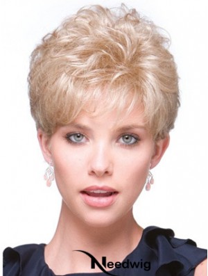 Short Curly Blonde Fabulous Synthetic Half Wigs