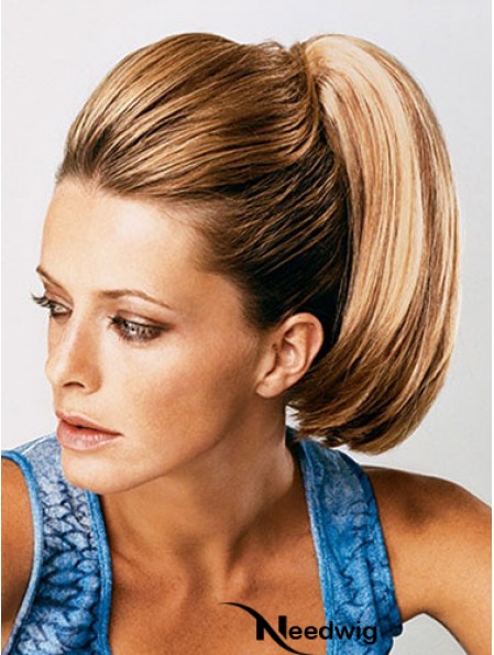 Ponytail Extensions Straight Style With Synthetic Brown Color